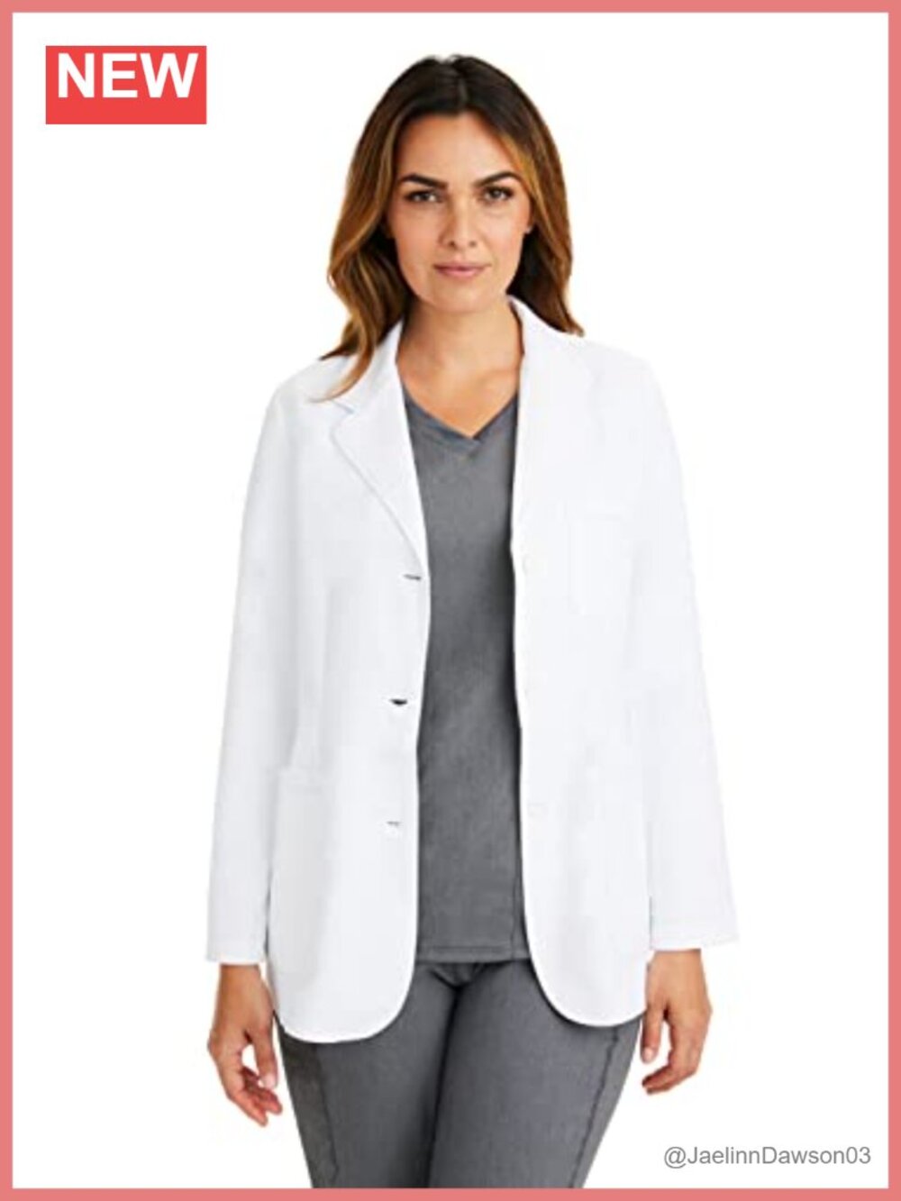 Lab Coat Button Front 4 Pockets 2-Way Stretch Relaxed Fit Medical
